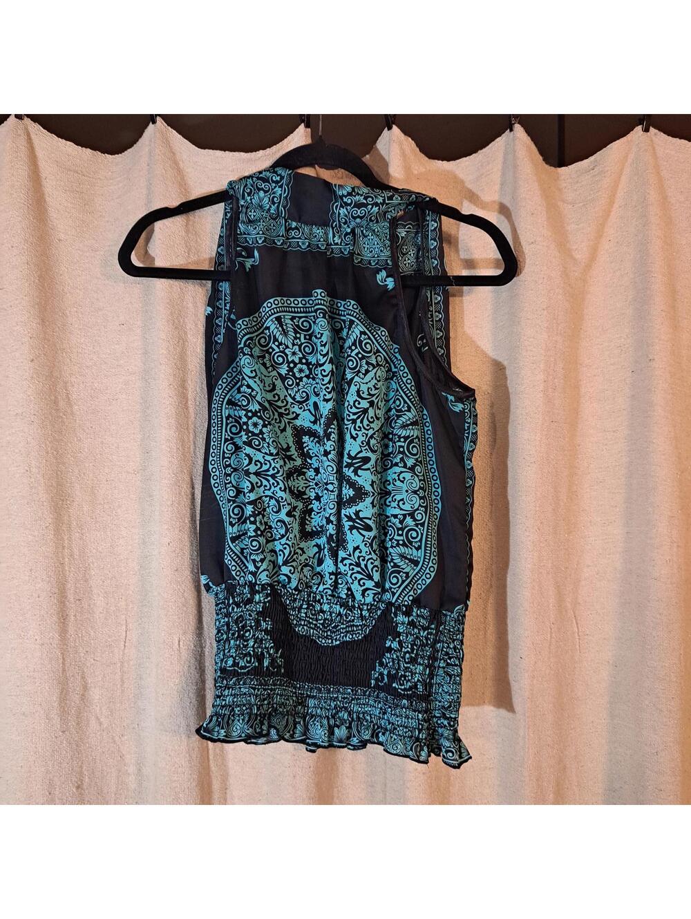 Via Vai Sleeveless Patterned Top with Neck Tie